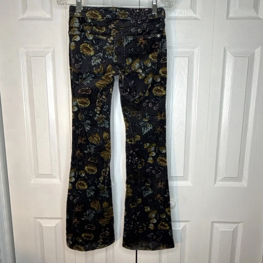 Anthropologie Pilcro The Icon Flare Low Rise Navy Corduroy Print Jeans Size 23 - Picture 6 of 13